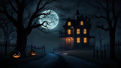 Fototapeta premium Halloween-themed background, featuring spooky elements and eerie details.