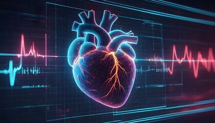heart seen in a digital environment (illustrative and non-medical value).