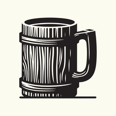 Wooden Mug Silhouette Vector Illustration
