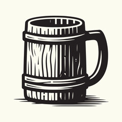 Wooden Mug Silhouette Vector Illustration