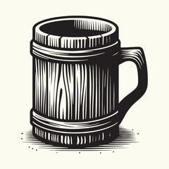 Wooden Mug Silhouette Vector Illustration