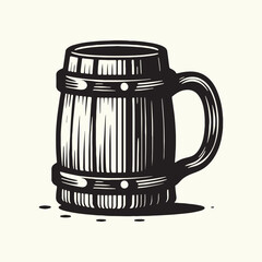 Wooden Mug Silhouette Vector Illustration