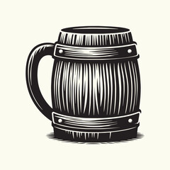 Wooden Mug Silhouette Vector Illustration