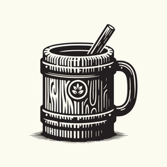 Wooden Mug Silhouette Vector Illustration