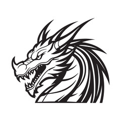 dragons. Black and white logos and tattoos. flat design style. Suitable for e-sports, games, squads, etc. design template vector