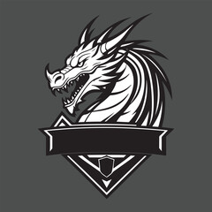 dragons. Black and white logos and tattoos. flat design style. Suitable for e-sports, games, squads, etc. design template vector