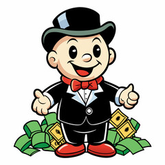 BABYBOY character, estilo Mr monopoly  art vector illustration