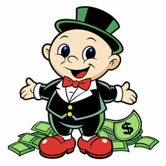 BABYBOY character, estilo Mr monopoly  art vector illustration