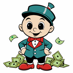 BABYBOY character, estilo Mr monopoly  art vector illustration