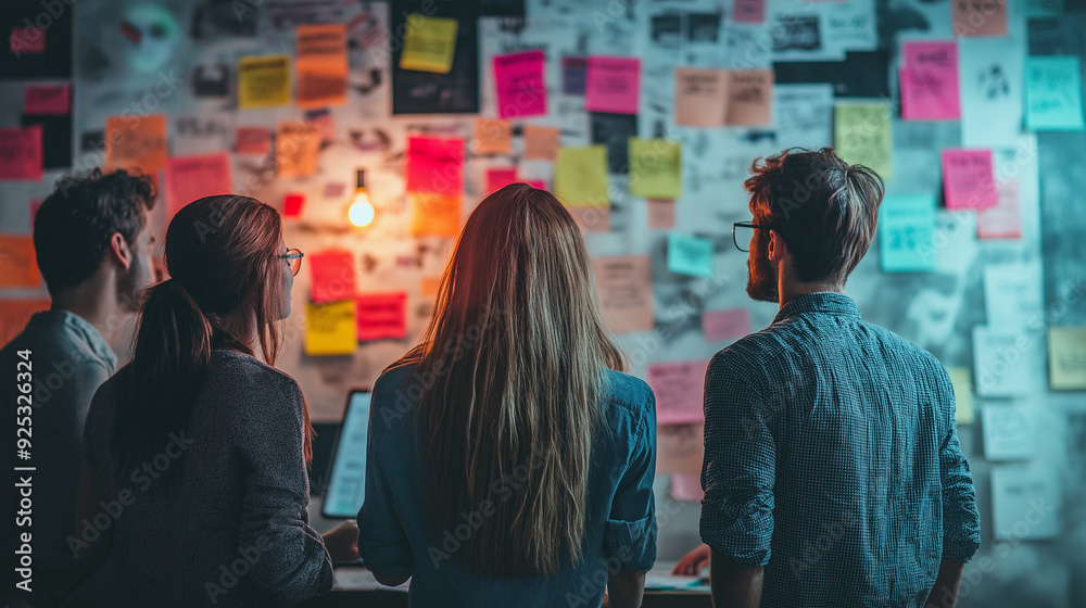 Wall mural tech startup team brainstorming