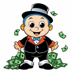 BABYBOY character, estilo Mr monopoly  art vector illustration