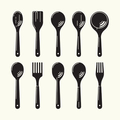 Wooden Spoon Silhouette Vector Illustration