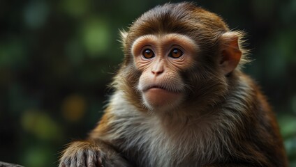 close up of a long macaque