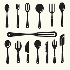 Wooden Spoon Silhouette Vector Illustration