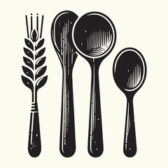 Wooden Spoon Silhouette Vector Illustration