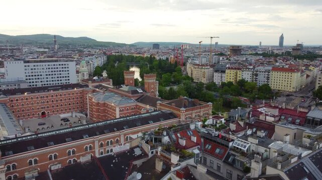 Baroque Architecture Of The Rossauer Military Barracks In Vienna, Austria. Aerial Shot