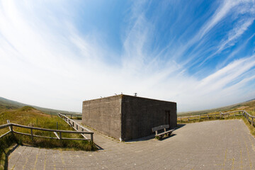 Second World War Bunker Den Hoorn in North Holland, Netherlands. Beautiful view of the dunes along the Dutch Coast