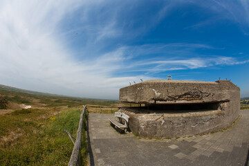 Second World War Bunker Den Hoorn in North Holland, Netherlands. Beautiful view of the dunes along the Dutch Coast