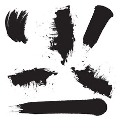 Set of paint brush stroke, ink splatter and artistic design elements, Dirty watercolor texture, box, frame, grunge background, black paint, ink brush stroke