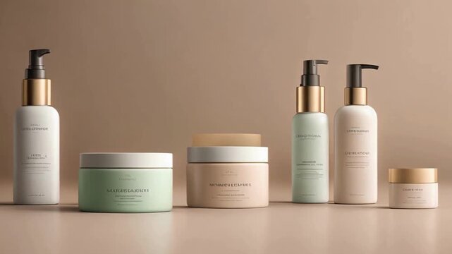 set of cosmetic products with empty mockup 