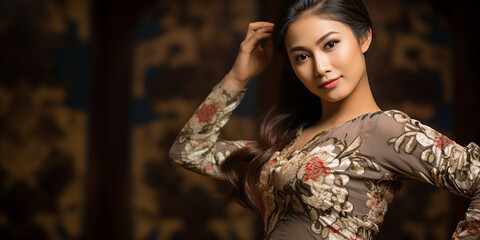 Young Woman in Traditional Javanese Kebaya