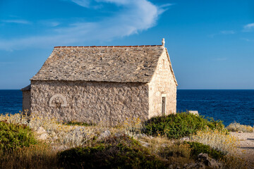 St. John of Trogir chapel, built on the shore of Punta Planka, the most exposed piece of croatian...