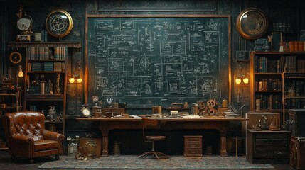 Vintage scientist's study room - generative ai