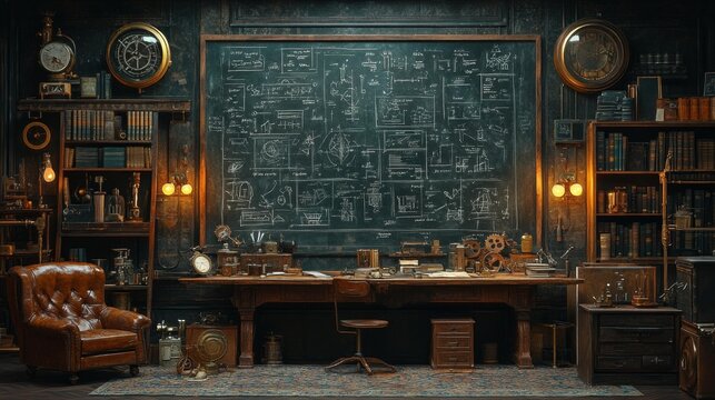 Vintage scientist's study room - generative ai