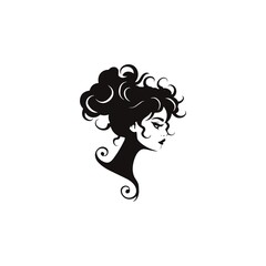 Curly hair woman logo, aesthetics