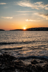 Obraz premium Beautiful sunset over small town of Rogoznica, famous nautical destination in central Dalmatia, Croatia