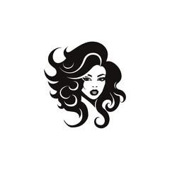 Curly hair woman logo, aesthetics