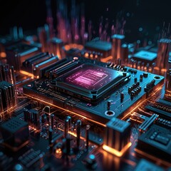 Fototapeta premium Abstract technology circuit design CPU motherboard of a computer board and processor created with Generative AI 