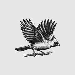 Hand drawn northern cardinal bird