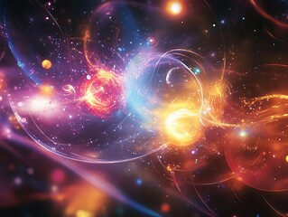 Obraz premium Abstract Cosmic Nebula with Glowing Stars and Swirling Light