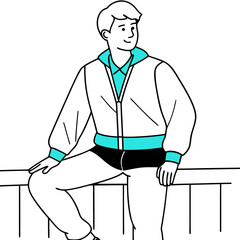 22 Year old man wearing short grey pants art vector illustration