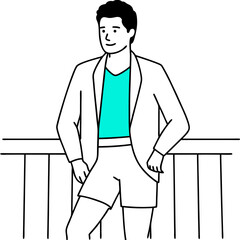 22 Year old man wearing short grey pants art vector illustration