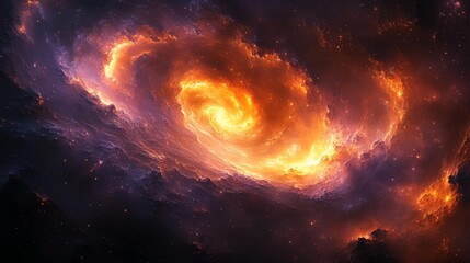 Fiery cosmic swirl in the depths of space - generative ai