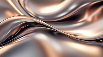 A smooth, flowing metallic fabric texture with reflective surfaces and gentle curves.
