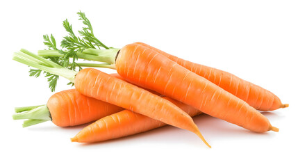  Fresh Organic Carrots Isolated on White Background