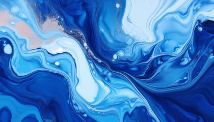 Obraz premium Abstract creative art with blue liquid flow. Modern contemporary artwork. Fluid acrylic painting.
