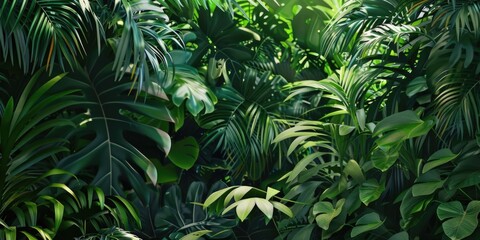 A vibrant tropical forest teeming with plant life.