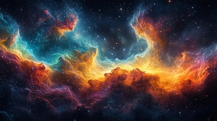 Fototapeta premium Vibrant cosmic nebula in outer space - generative ai