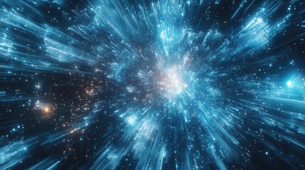 Fototapeta premium Abstract representation of a cosmic galaxy with stars and nebula in a digital art style.