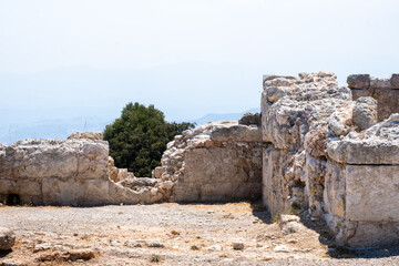 ancient ruins of vouni palace in cyprus. Ancient ruins of the historical palace building. Sea view location of the historical building