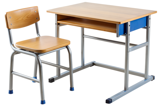 PNG wooden school desk and chair transparent