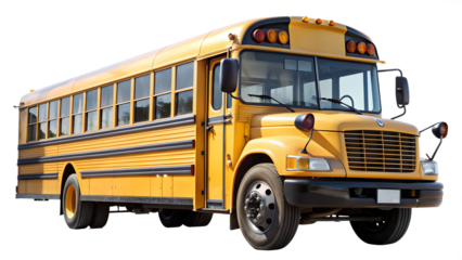 PNG classic yellow school bus side view transparent