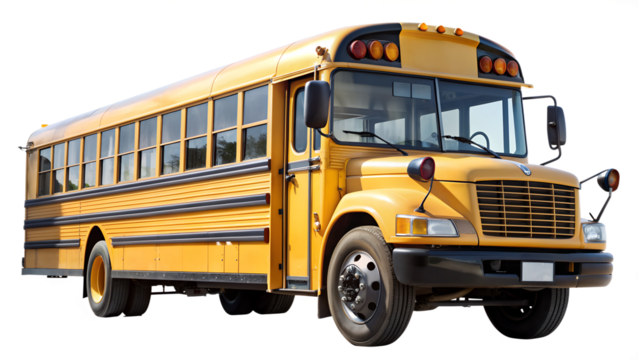 PNG classic yellow school bus side view transparent