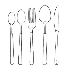 Spoon and Fork Line Drawing