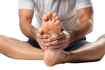 PNG man stretching foot for flexibility exercise transparent