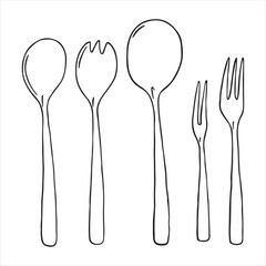 Spoon and Fork Line Drawing